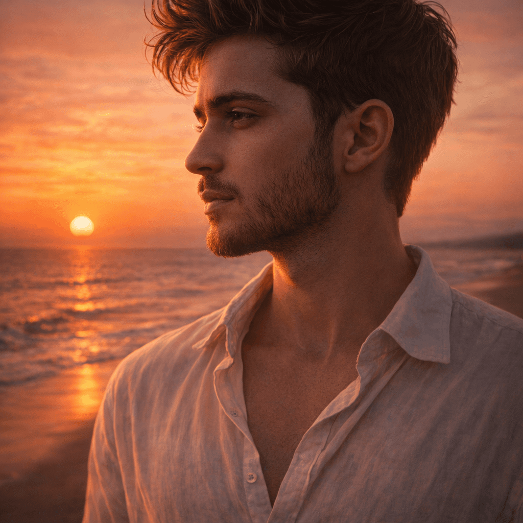Golden Hour Contemplation AI Avatar Style Example