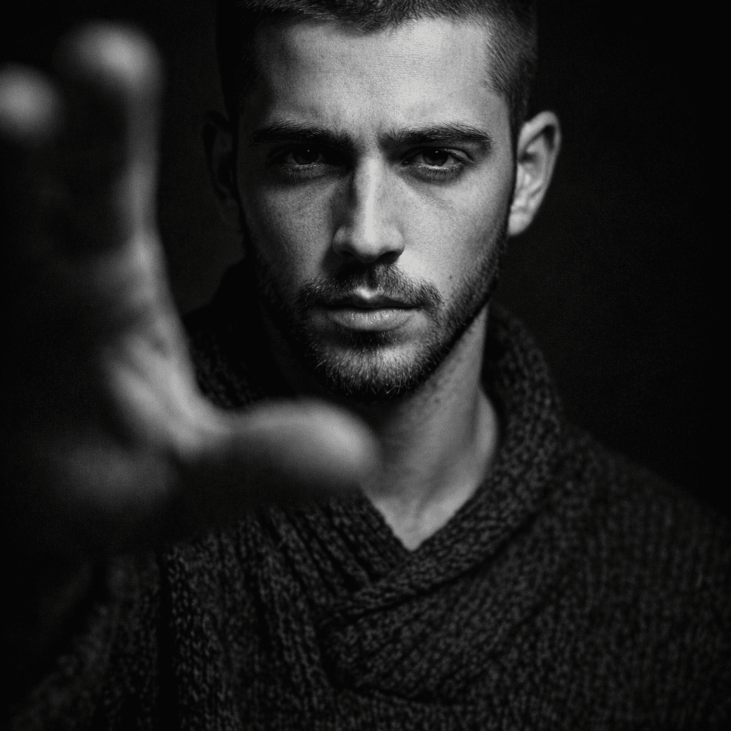 Intense Monochrome Perspective AI Avatar Style Example