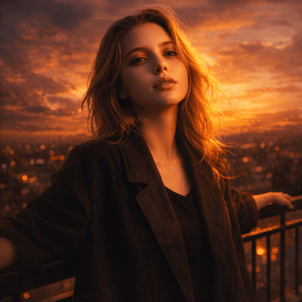 Sunset Solitude AI Avatar Style Example